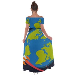 Off Shoulder Open Front Chiffon Dress 