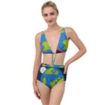 Spaceship Design Tied Up Two Piece Swimsuit