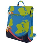 Spaceship Design Flap Top Backpack