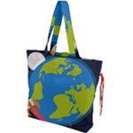 Spaceship Design Drawstring Tote Bag