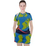 Spaceship Design Women s T-Shirt and Shorts Set