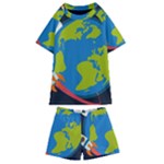 Spaceship Design Kids  Swim T-Shirt and Shorts Set