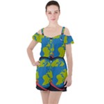 Spaceship Design Ruffle Cut Out Chiffon Playsuit