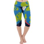 Spaceship Design Lightweight Velour Cropped Yoga Leggings