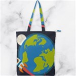 Spaceship Design Double Zip Up Tote Bag