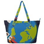 Spaceship Design Full Print Shoulder Bag