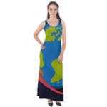 Spaceship Design Sleeveless Velour Maxi Dress