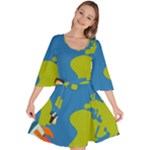 Spaceship Design Velour Kimono Dress