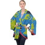 Spaceship Design Long Sleeve Velvet Kimono 