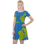 Spaceship Design Cap Sleeve Velour Dress 