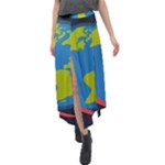 Spaceship Design Velour Split Maxi Skirt