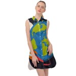 Spaceship Design Sleeveless Shirt Dress