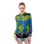 Spaceship Design Long Sleeve Chiffon Shirt