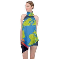 Halter Asymmetric Satin Top 