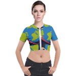 Spaceship Design Short Sleeve Cropped Jacket