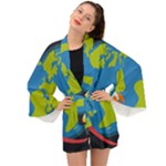 Spaceship Design Long Sleeve Kimono