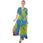 Spaceship Design Waist Tie Boho Maxi Dress