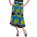 Spaceship Design Midi Mermaid Skirt