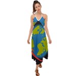 Spaceship Design Halter Tie Back Dress 