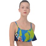 Spaceship Design Frill Bikini Top
