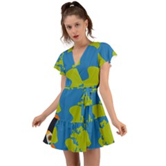 Flutter Sleeve Wrap Dress 