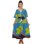 Spaceship Design Kimono Sleeve Boho Dress