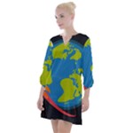 Spaceship Design Open Neck Shift Dress