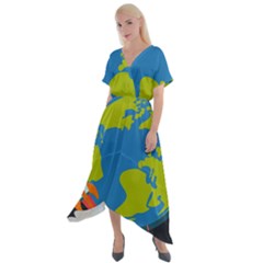 Cross Front Sharkbite Hem Maxi Dress 