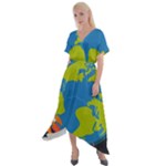 Spaceship Design Cross Front Sharkbite Hem Maxi Dress