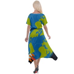 Cross Front Sharkbite Hem Maxi Dress 