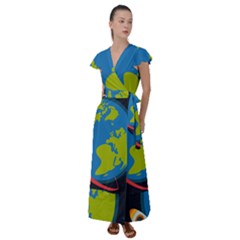 Flutter Sleeve Maxi Dress 