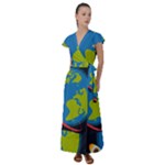 Spaceship Design Flutter Sleeve Maxi Dress
