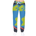 Spaceship Design Women Velvet Drawstring Pants