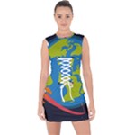 Spaceship Design Lace Up Front Bodycon Dress