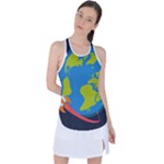 Spaceship Design Racer Back Mesh Tank Top