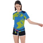 Spaceship Design Asymmetrical Short Sleeve Sports T-Shirt