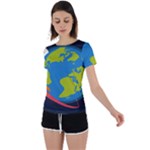 Spaceship Design Back Circle Cutout Sports T-Shirt