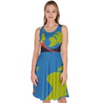 Spaceship Design Knee Length Skater Dress With Pockets