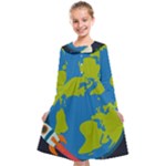 Spaceship Design Kids  Midi Sailor Dress