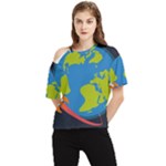 Spaceship Design One Shoulder Cut Out T-Shirt