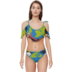 Ruffle Edge Tie Up Bikini Set	 