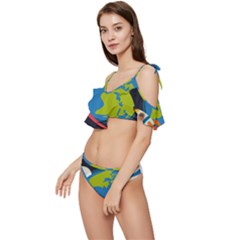 Ruffle Edge Tie Up Bikini Set	 