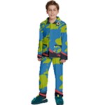 Spaceship Design Kids  Long Sleeve Velvet Pajamas Set