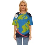 Spaceship Design Oversized Basic T-Shirt
