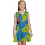Spaceship Design Kids  Sleeveless Tiered Mini Dress