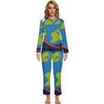 Spaceship Design Womens  Long Sleeve Lightweight Pajamas Set