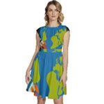 Spaceship Design Cap Sleeve High Waist Dress