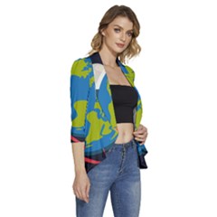 Women s 3/4 Sleeve Ruffle Edge Open Front Jacket 
