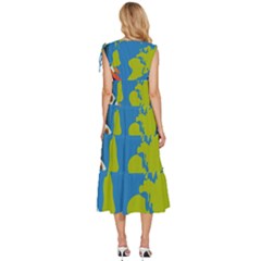 V-Neck Drawstring Shoulder Sleeveless Maxi Dress 