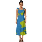 Spaceship Design Tie-Strap Tiered Midi Chiffon Dress